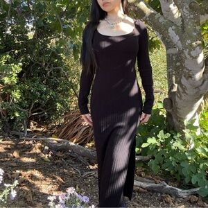 Wild Fable black bodycon knit slit dress